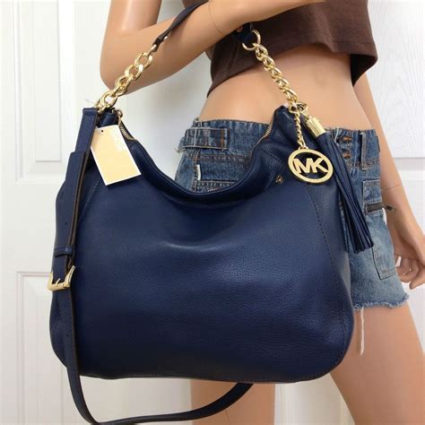 navy michael kors bag cheap|michael kors shoulder bag blue.